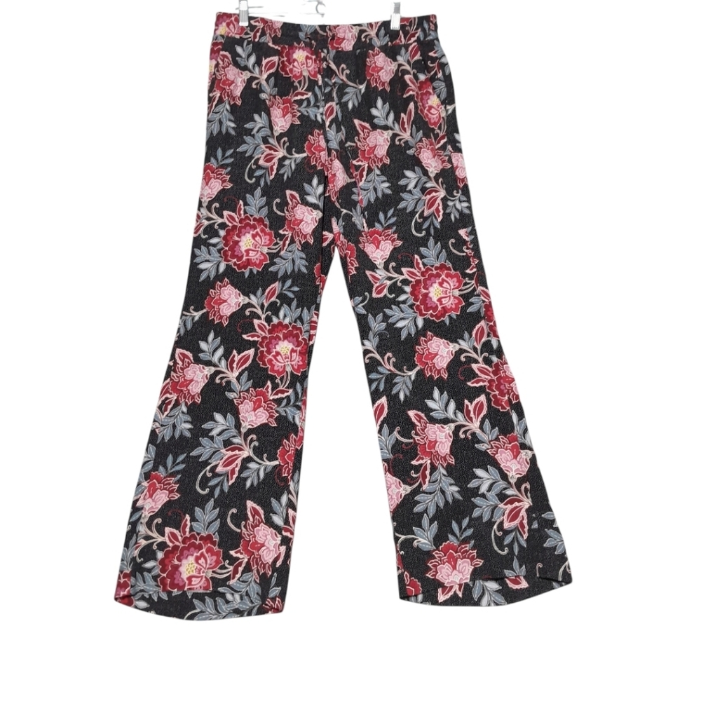 LOFT Floral Dot Fluid Drawstring wide leg Pants size M